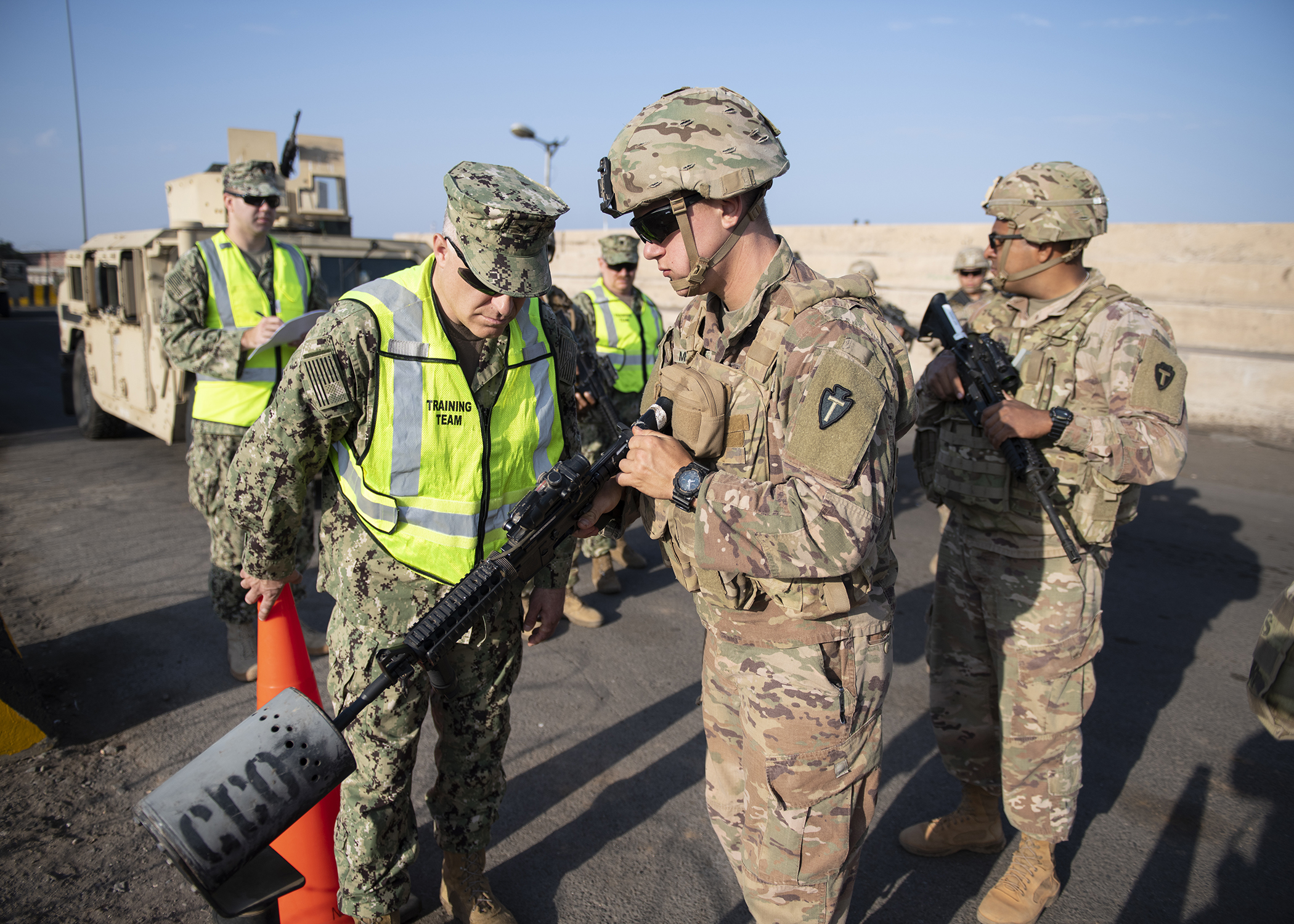 Joint service personnel and Djibouti Port Authority take part in first